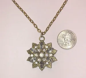 Gold Tone CZ Rhinestone Boho Retro Statement Pendant Necklace thumbnail 4
