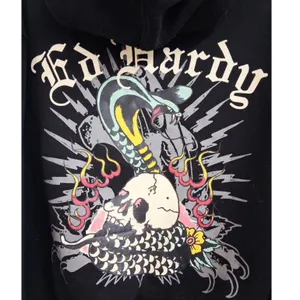 Ed Hardy Hoodie Womens S Black Full Zip Skull Snake Graphic Y2K Goth Tattoo thumbnail 5