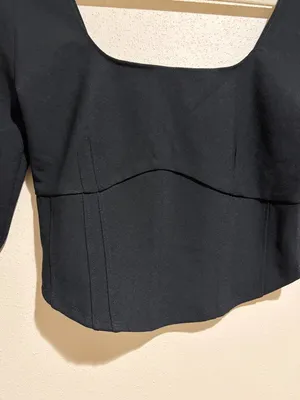 Abercrombie & Fitch Black Long Sleeve Corset Crop Top thumbnail 4