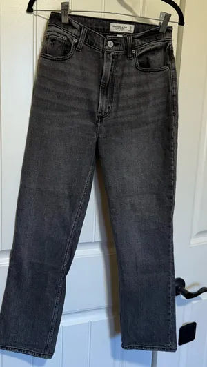Abercrombie & Fitch Women's Black Straight Jeans thumbnail 1