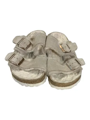 Birkenstock Arizona Shearling Suede Sandals Light Gray / Stone Coin Size 36 US 5-5.5 thumbnail 3