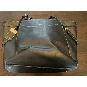 Lauren Ralph Lauren LRL Black Leather Sheldon Tote Handbag Shoulder Bag Purse thumbnail 8