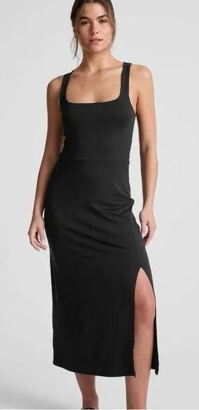 NWT BEYOND YOGA Featherlight Dark Gray Maxi Dress Sz L thumbnail 1