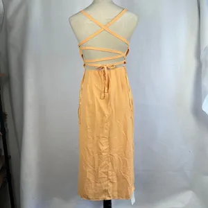 New Abercrombie‎ Fitch Orange Spaghetti Strap Ruched Side Slit Midi Dress Small thumbnail 6