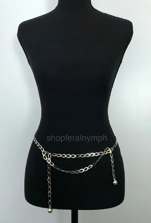 Y2K Minimalist Gold Oval Link Chain Belt, Fits Up to 42.5 Inches, X7GA1184 thumbnail 1