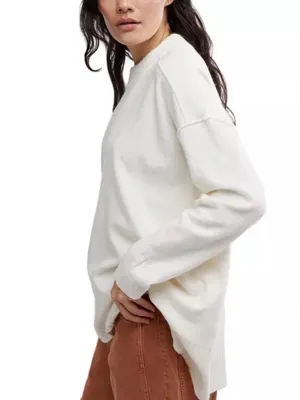 Free People Women's Phoebe Oversized Pullover Sweater wool blend cream medium thumbnail 7