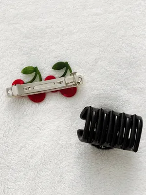 Kitsch Black Rhinestones Cloud Claw Clip Cream Cherry Crystal Barrette Hair Set thumbnail 5