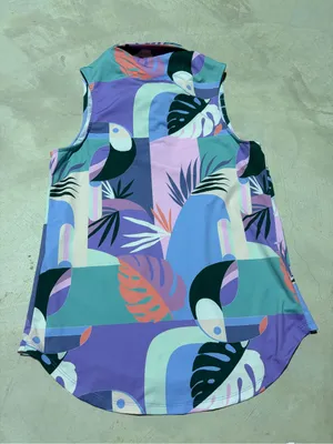 Bad Birdie Tropical Sleeveless Polo Lavender & Mint large thumbnail 5