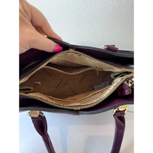 Y2K Purple Faux Leather Lace Overlay Satchel Bag Women Medium‎ Structured Chic thumbnail 9