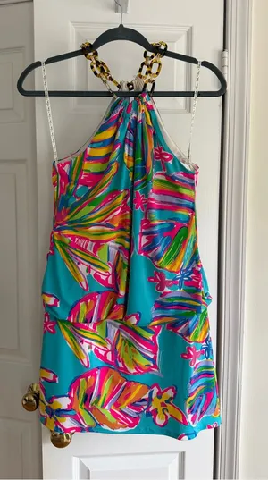 Lilly Pulitzer Siena Sea Blue Summer Haze Halter Dress S thumbnail 1