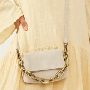 Free People Charlie Chain Crossbody in taupe suede leather thumbnail 1