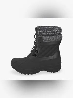 Women's Black Quilted Winter Lace-Up Boots with Knit Collar Size 6 thumbnail 8