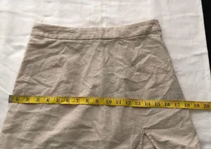 Cream tan 100% Cotton side slit mini skirt #officecore #preppy Measurement in pics thumbnail 3