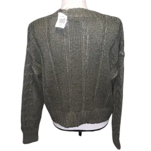 NWT Hooked Up by IOT Juniors Cable-Knit Button-Front Sweater Green thumbnail 6