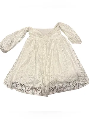 Free People Emmy Lou White Ivort Eyelet Babydoll Milkmaid Mini Dress L thumbnail 5