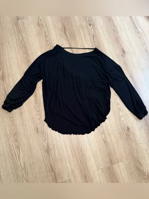 Free People Shimmy Shake Top Black Ribbed Open Back Long‎ Sleeve Size S thumbnail 2