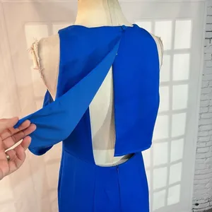 Nicole Miller Royal Blue Satin Sleeveless Flounce Formal Gown Size 8 thumbnail 8