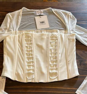 With Jean AL corset top distressed white new small thumbnail 1