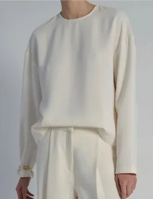 SAINT‎ ART Paris Crepe Blouse Ivory NWT Medium thumbnail 1