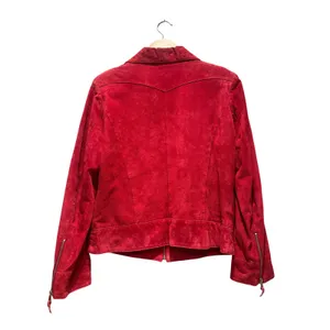 Pamela McCoy Vintage Genuine Leather‎ Suede Red Zip Jacket Size Medium thumbnail 2