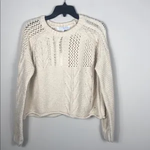 Endless Rose Ecru Chunky Open Knit Cotton Sweater Pullover NWT Large thumbnail 9