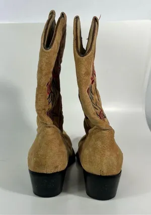 Vintage American West Trading Co. Brown Suede Rose Embroidered Cowgirl Boots 8 thumbnail 6
