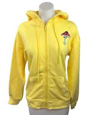 Terez Yellow Mushroom Rainbow Graphic Hoodie Hooded Jacket Sweatshirt Top Size S thumbnail 1