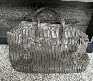 Coach Taylor‎ Gathered Leather Alexis Carryall Tote F25252 Grey Shoulder Handbag thumbnail 1