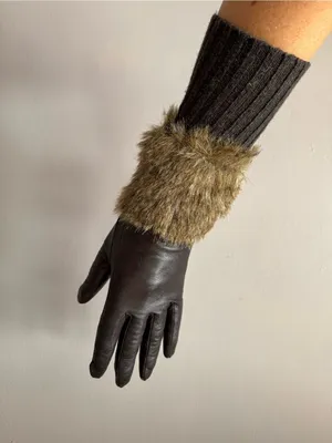 Club Monaco Women’s Chocolate Brown Leather Wool Cashmere Gloves Size Small thumbnail 6