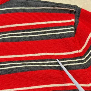 Pendleton Vintage Mock Neck Striped Sweater Women's Size M Red Black thumbnail 7