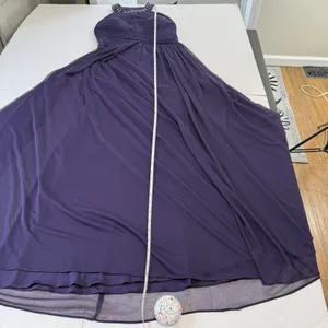 Alex Evenings Purple Beaded Sleeveless‎ Chiffon Halter Gown Size 8 Shawl thumbnail 11