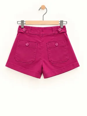 Maeve Anthropologie Fuchsia High Waist Utility Button Detail Patch Pocket Shorts thumbnail 5