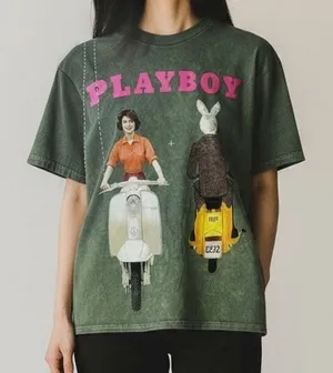 Playboy Vintage Style 1959 Cover Short Sleeve Unisex T Shirt Crew Neck S Green thumbnail 1