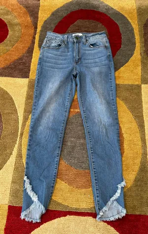 Just Black Denim Jeans High Rise Ankle Skinny Jeans Frayed Bottom Size 26 thumbnail 1