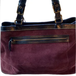 Coach Burgundy Suede Hampton Shoulder Bag thumbnail 2