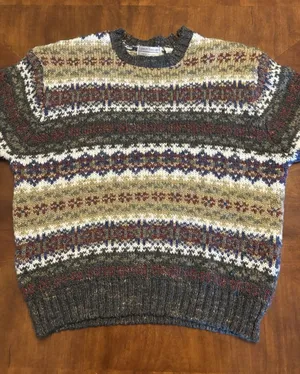 Carolyn Taylor For by Design Sweater Fair Isle Knit Pullover Striped Grandpa Y2K thumbnail 1