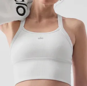 Alo Yoga Seamless Ribbed Favorite Bra Tank White S thumbnail 1