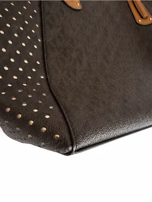Michael Kors Tote East West Signature Jacquard Voyager Dark Brown Bag Purse thumbnail 4