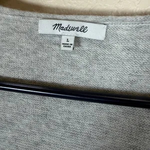 Madewell Womens Heather Gray Merino Wool Alpaca Blend V-Neck Sweater Large thumbnail 4
