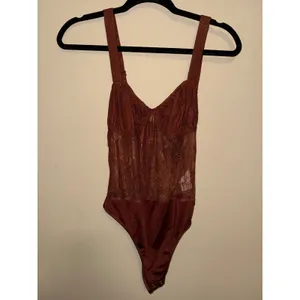 Danielle Bernstein NWT Rust Brown Floral Lace Underwire Bodysuit Size 6 Lingerie Layer BOHO Romance thumbnail 4