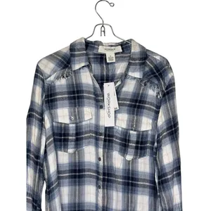 Workshop Republic Clothing Women's‎ Shirts Flannel Plaid Button Down Medium NWT thumbnail 4