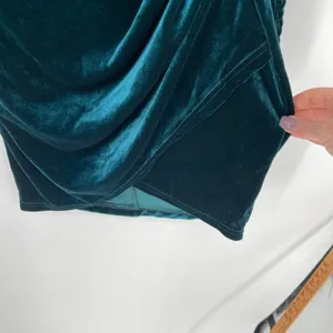 Unbranded Teal Green Velvet Puff Sleeve Wrap Tulip Mini Dress Small thumbnail 8
