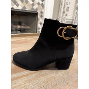 Ron White Jozie Weatherproof Black Suede Booties‎ Gold Buckle EU 35.5 US 5.5 thumbnail 4