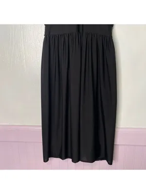 Vintage 70s Midi Dress Ruched Bodice Black Womens M thumbnail 7