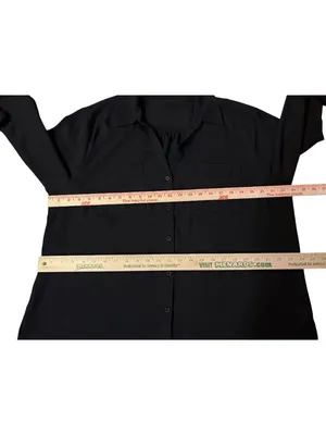Maurices Women's XXL Black Button Front Blouse Roll Tab Sleeve Semi Sheer Used thumbnail 7