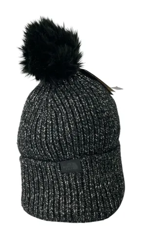 NEW The North Face Women's Black Faux Fur Knit Pom Pom Beanie Bonnet Hat Cap OS thumbnail 1