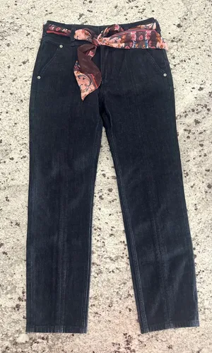 Pilcro & the Letterpress Dark Wash High Rise Straight Jeans w/ Scarf Belt 28 thumbnail 1
