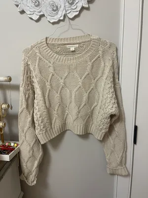Aeropostale Cream Cropped Sweater thumbnail 1