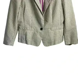 Ann‎ Taylor Loft Women's Blazer Jacket Ivory/White and Black Stripes Size 8 thumbnail 11