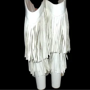 White super cute urban cowgirl style double fringed heeled boots! thumbnail 4